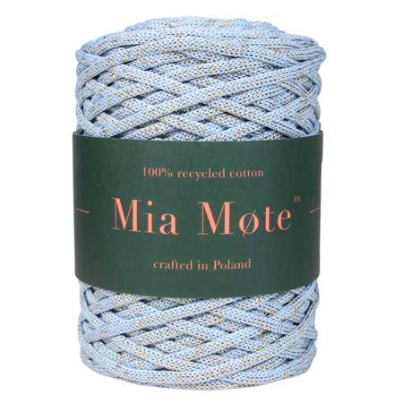 Mia Mote™ ByBag Line Lurex Sznurek Poliestrowy płaski bez rdzenia Błękitny ze złotą nitką 5mm