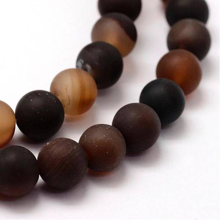 Agat Frosted Chocolate Kamień Jubilerski gładki kula 6mm