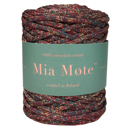 Mia Mote™ ByBag Line Sznurek Poliestrowy płaski bez rdzenia Świąteczny ze złotą nitką 5mm