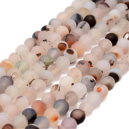 Agat Frosted Creamy Kamień Jubilerski gładki kula 6mm