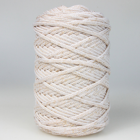 Mia Mote™ ByBag Line Lurex Sznurek Poliestrowy płaski bez rdzenia Kremowy ze złotą nitką 5mm