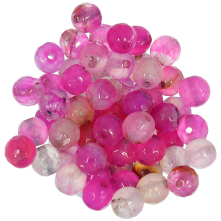 Agat Smoczy Deep Pink Kamień Jubilerski Fasetowany kula 6mm 
