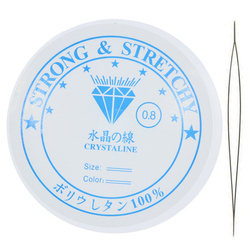 Gumka Żyłka Silikonowa Rozciągliwa Transparentny 0.8mm ~7m Szpula + igła Big Eye 57mm do nawleania koralików