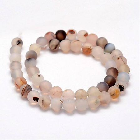 Agat Frosted Creamy Kamień Jubilerski gładki kula 6mm