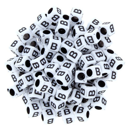 Koraliki Akrylowe Kostki Alfabet Literki 6x6mm "B"