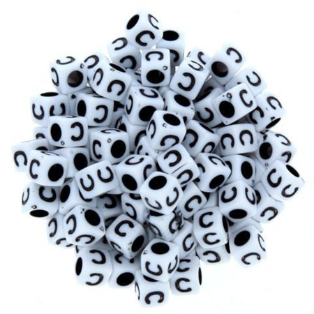 Koraliki Akrylowe Kostki Alfabet Literki 6x6mm "C"
