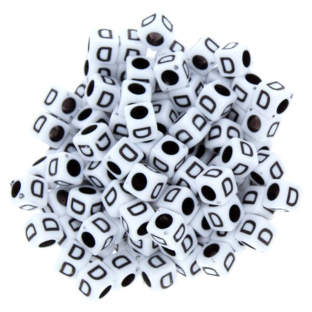 Koraliki Akrylowe Kostki Alfabet Literki 6x6mm "D"