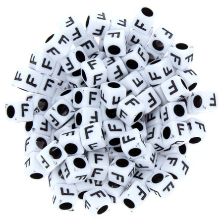 Koraliki Akrylowe Kostki Alfabet Literki 6x6mm "F"