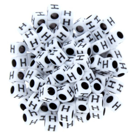 Koraliki Akrylowe Kostki Alfabet Literki 6x6mm "H"