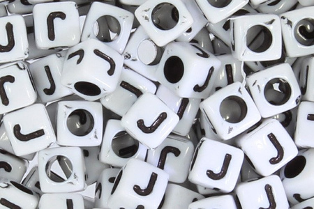 Koraliki Akrylowe Kostki Alfabet Literki 6x6mm "J"