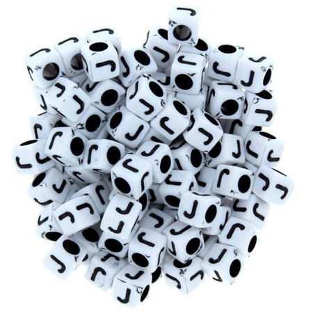 Koraliki Akrylowe Kostki Alfabet Literki 6x6mm "J"