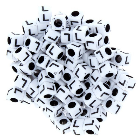 Koraliki Akrylowe Kostki Alfabet Literki 6x6mm "L"