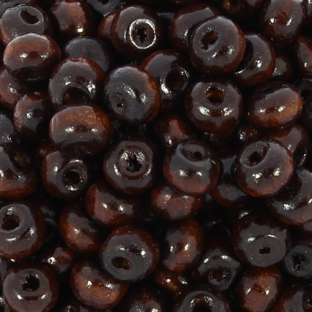 Koraliki Drewniane Naturalne Malowane Kula brązowy ciemny 6mm