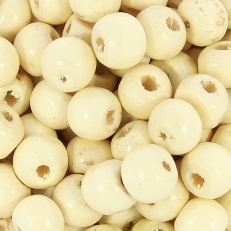 Koraliki Drewniane Naturalne Malowane Kula kremowy 8mm