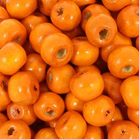 Koraliki Drewniane Naturalne Malowane Kula pomarańczowy 8mm