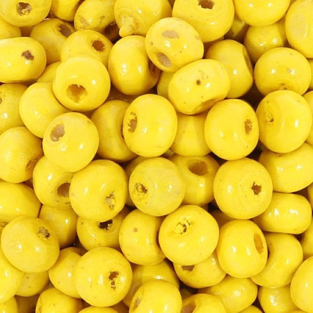 Koraliki Drewniane Naturalne Malowane Kula żółty 6mm