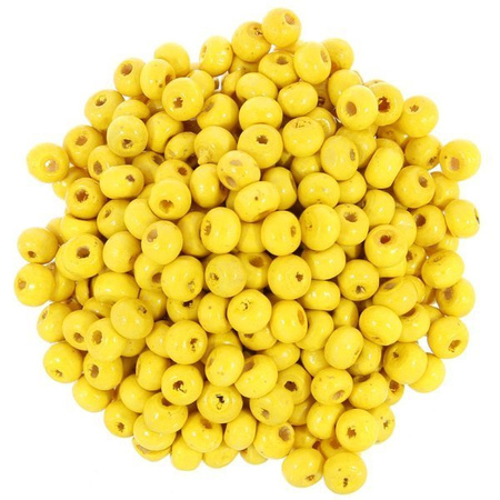 Koraliki Drewniane Naturalne Malowane Kula żółty 6mm