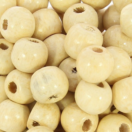 Koraliki Drewniane Naturalne Malowane Lakierowane Kula Kremowy 10mm