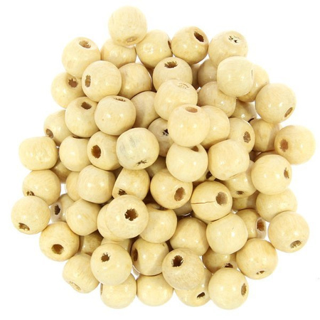 Koraliki Drewniane Naturalne Malowane Lakierowane Kula Kremowy 10mm