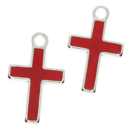 Zawieszka metalowa malowana Krzyż 26x16mm